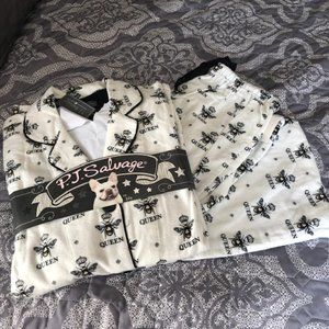 P.J Salvage Queen Bee Flanel Pajama Set M